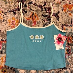 Roxy Teal Camisole with Floral Design